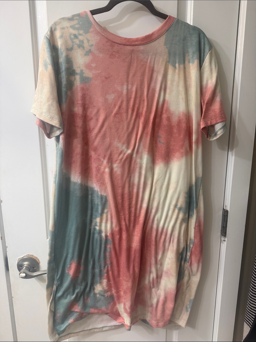 Three Bird Nest Tie-Dye Tunic Top in Coral, Teal & Cream